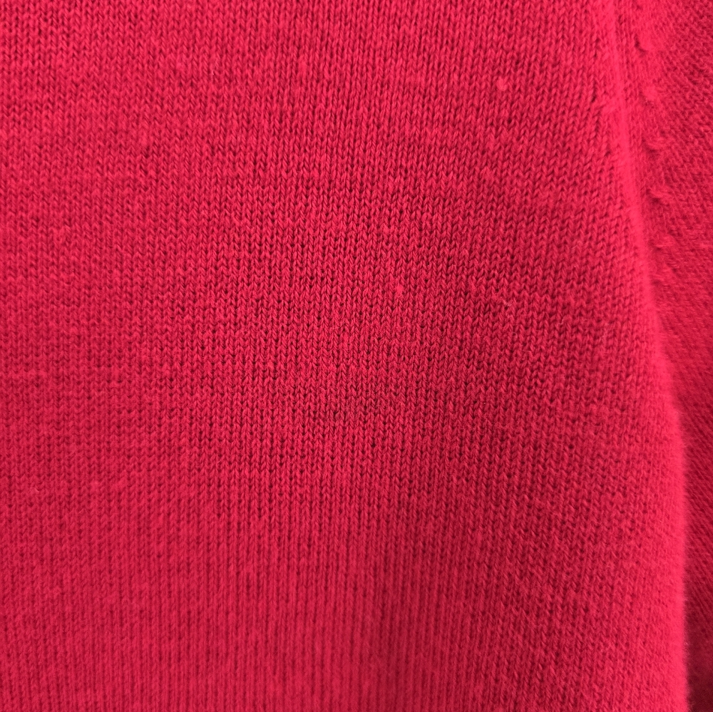 TALBOTS Red S Sleeve Rhinestone Embellished Neckline Classy Sweater.  LARGE P - Picture 8 of 9